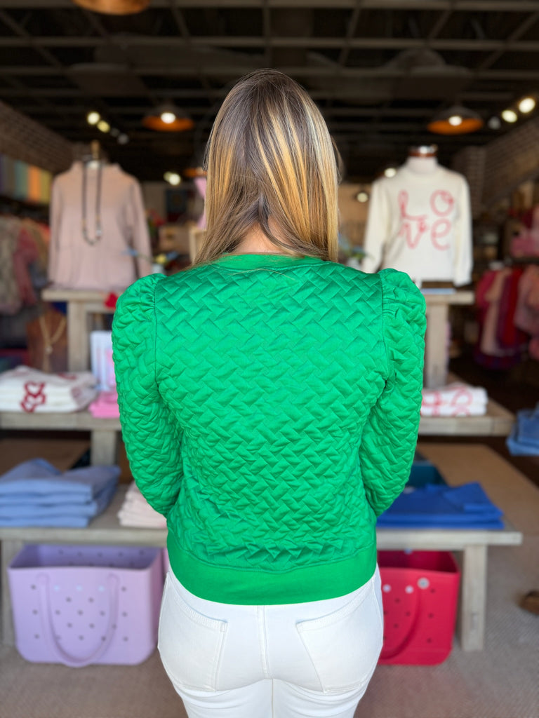 Yulia Quilted Kelia Puff Long Sleeve Top