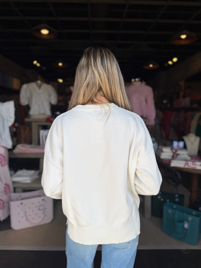 American Flag Knit Sweater White