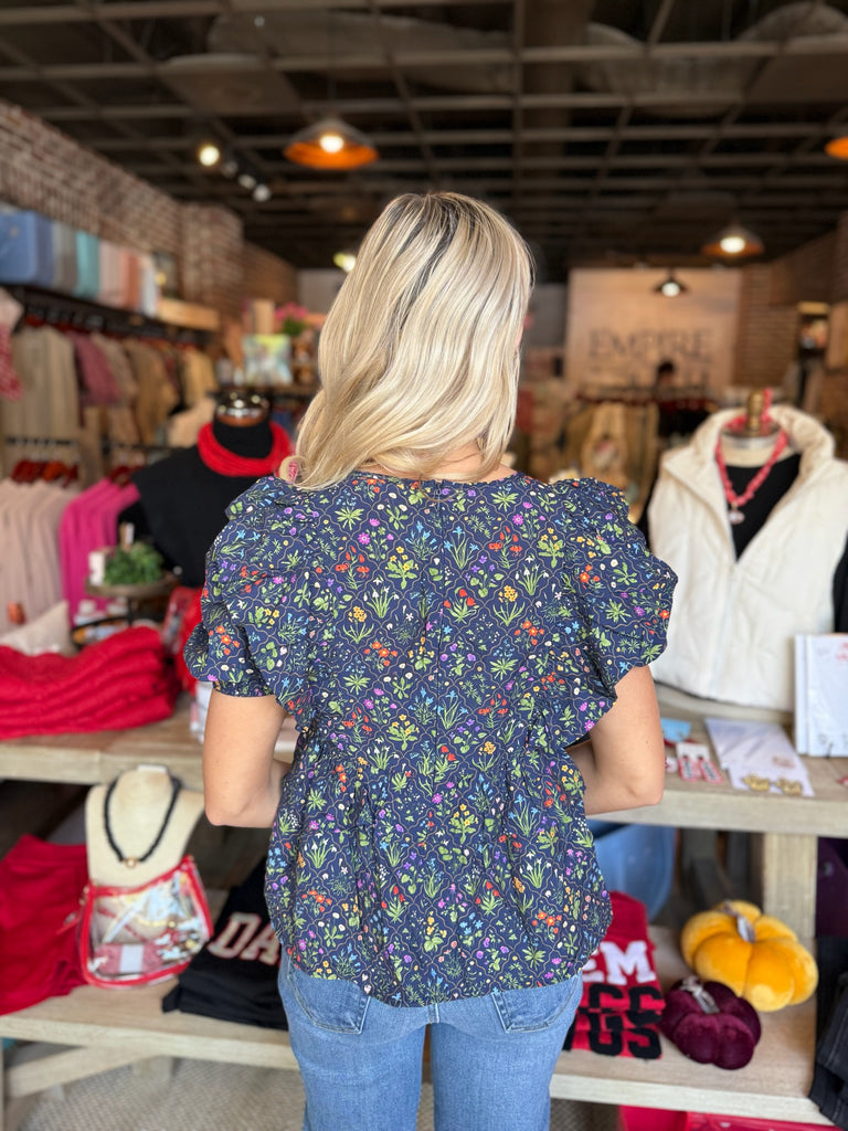 Floral Print Peplum Hem Top