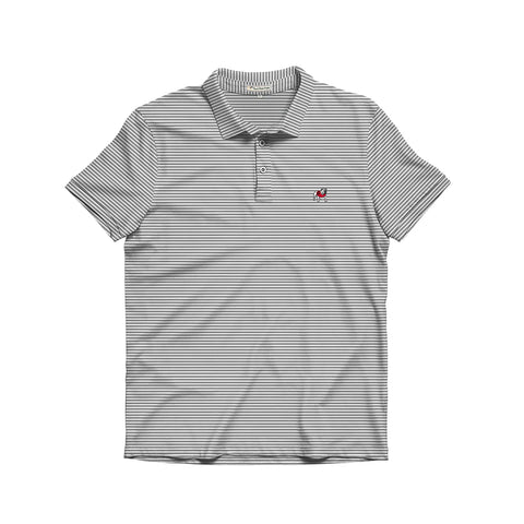 UGA Standing Dawg White, Red & Black Beech Stripe Polo
