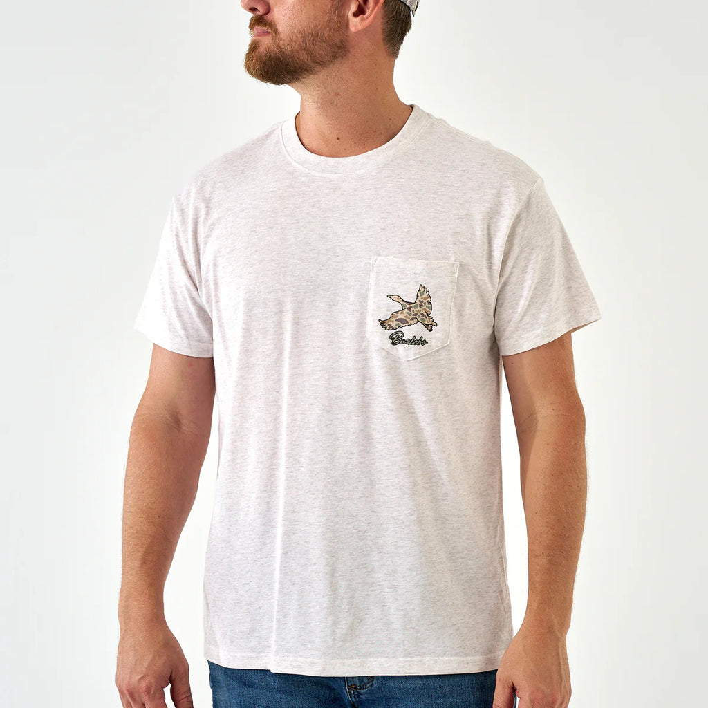 Flying Pintail Camo Duck SS Pocket Tee Heather Oatmeal