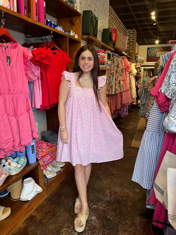 Pink Tropical Rachel Tiered Dress