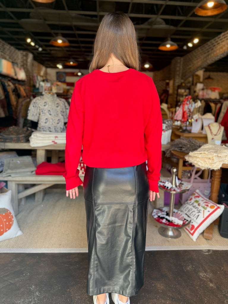 Reine Faux Leather Midi Skirt
