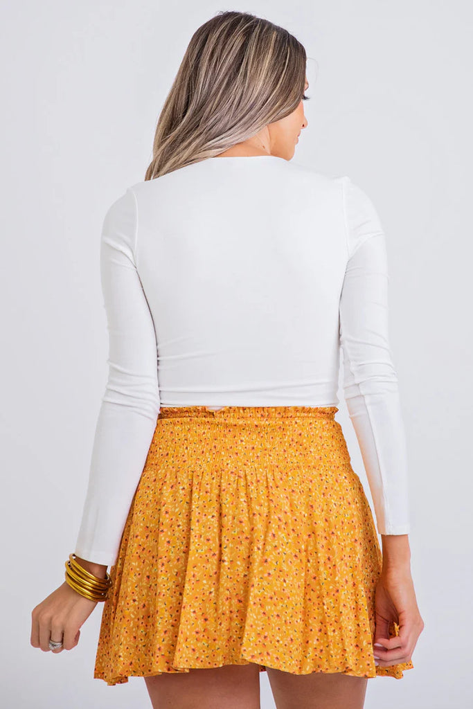 Mustard Ditzy Floral Smock Skort
