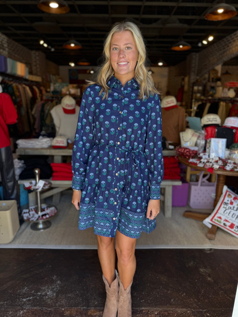 Maya Floral Foulard Blue Dress