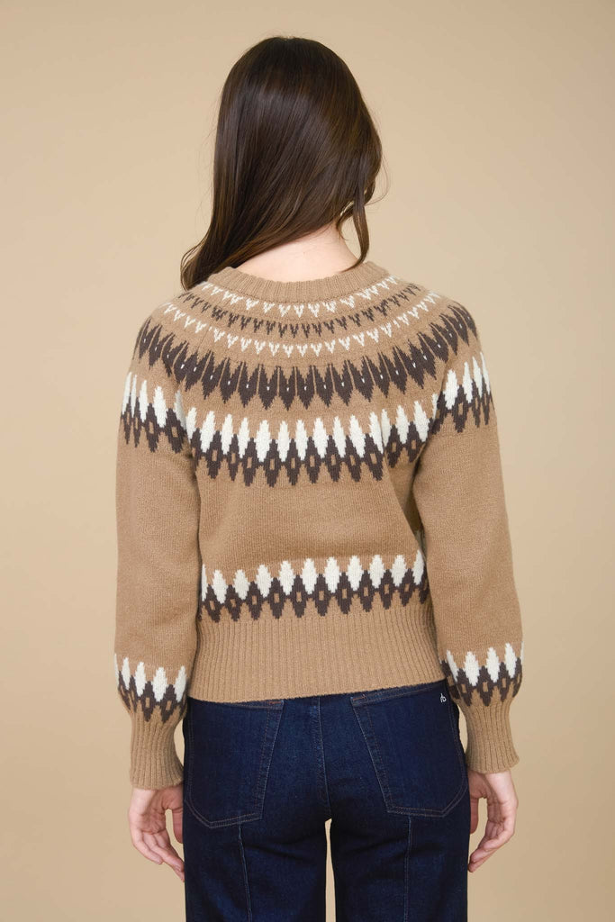 Khaki Fair Isle Knit Cardigan