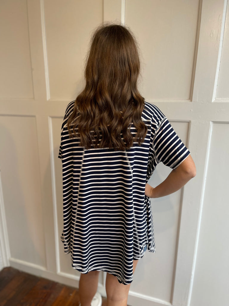 Oversized Navy Stripe Top