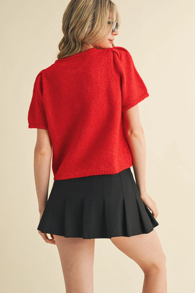 Short Puff Sleeve Sweater Top