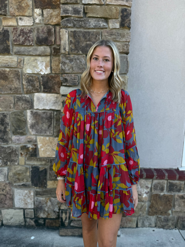 Floral Chiffon Boho Tier Dress