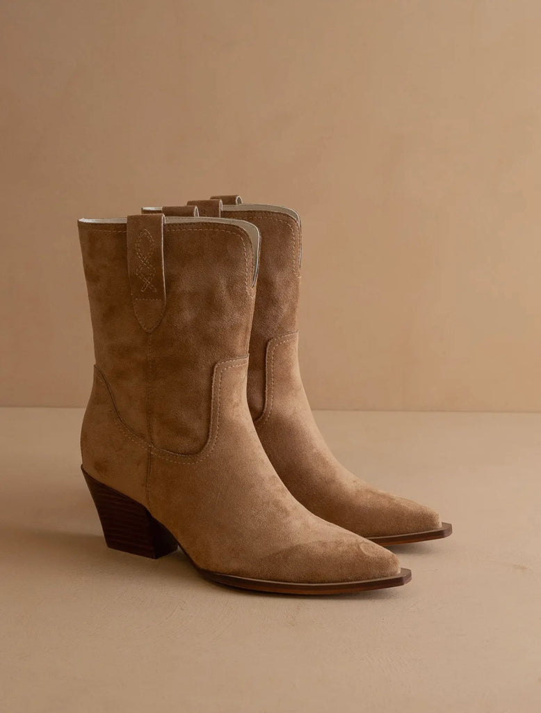 The Trudy Latte Western Heel Boot
