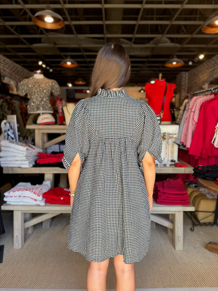 Black Check Short Dress