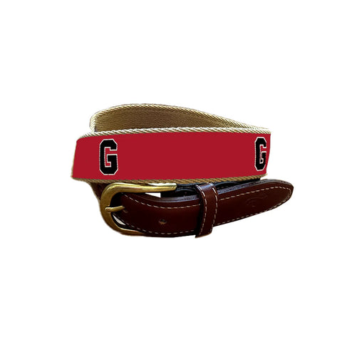 UGA Collegiate Embroidered Belt - Khaki