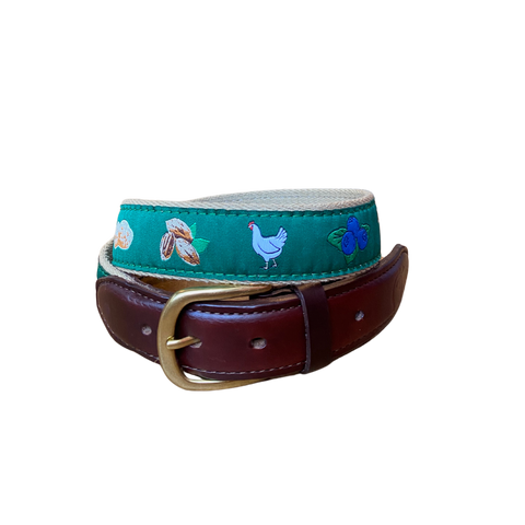 UGA Collegiate Embroidered Belt - Khaki