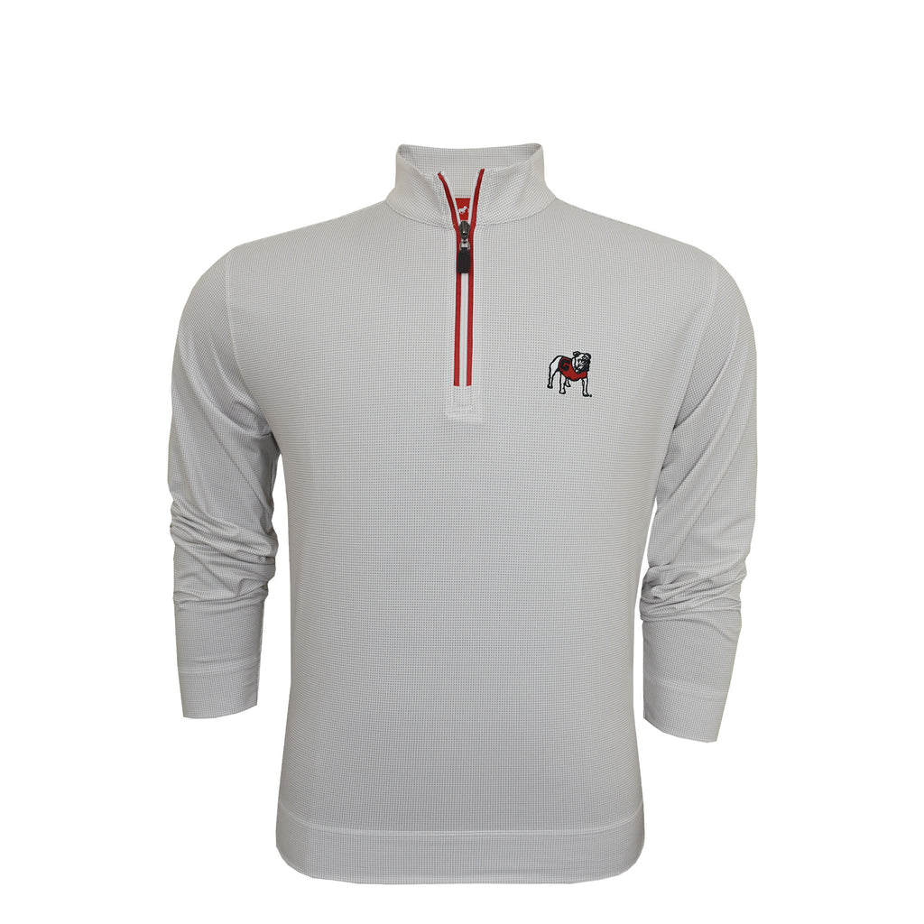 UGA Standing Dawg Shepherd Prestige Zip Pullover White/Grey/Red