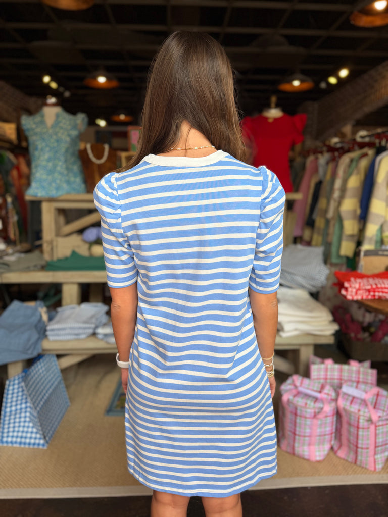 Adelyn T-Shirt Blue & White Stripe Dress