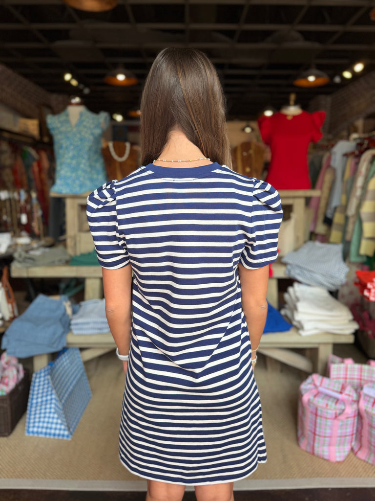 Carolina T-Shirt Navy & White Stripe Dress