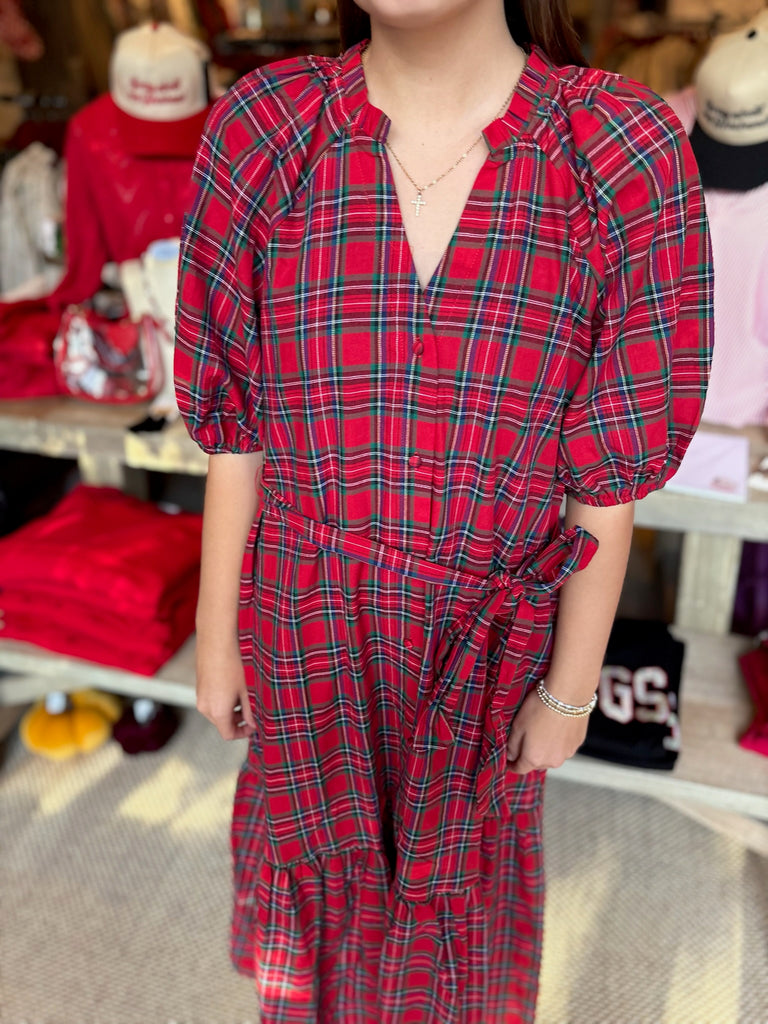 Chapman Plaid Wynette Tiered Midi Dress