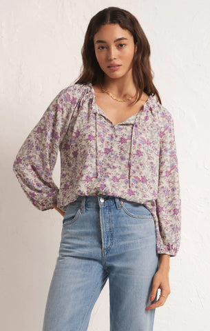 White Short Sleeve Floral Top