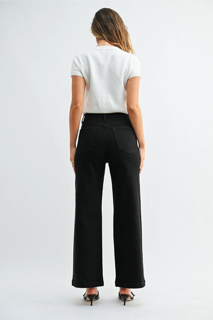 Black Patch Pocket Wide Leg Pant