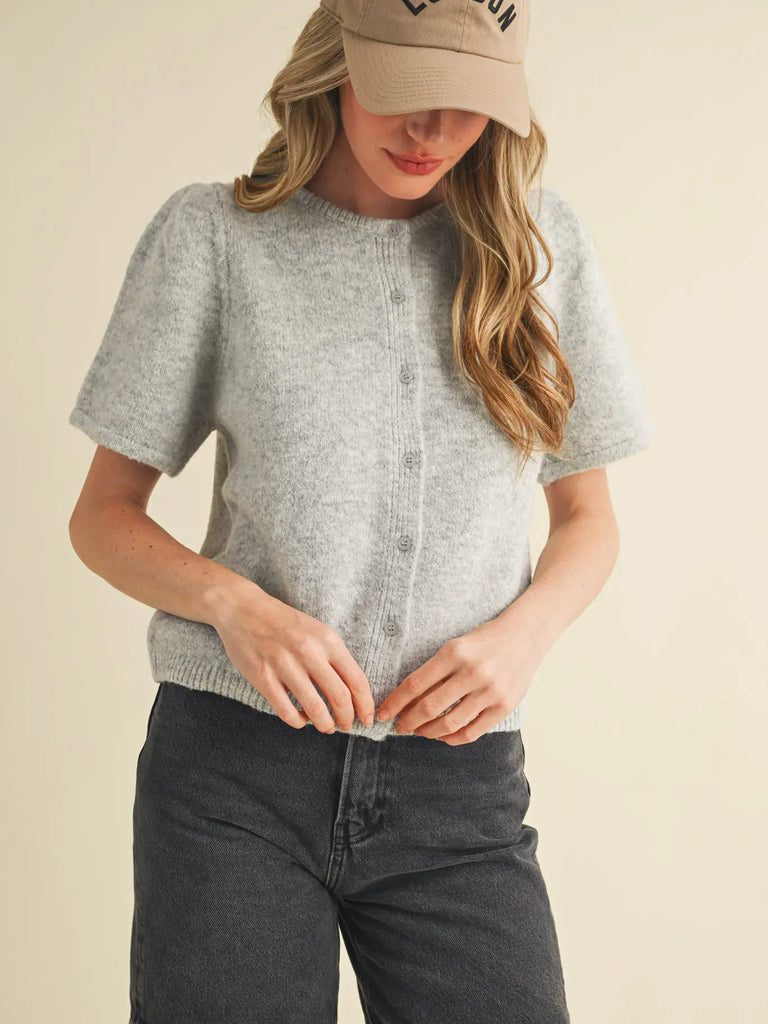 Short Puff Sleeve Sweater Top