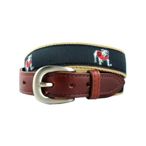 UGA Collegiate Embroidered Belt - Khaki