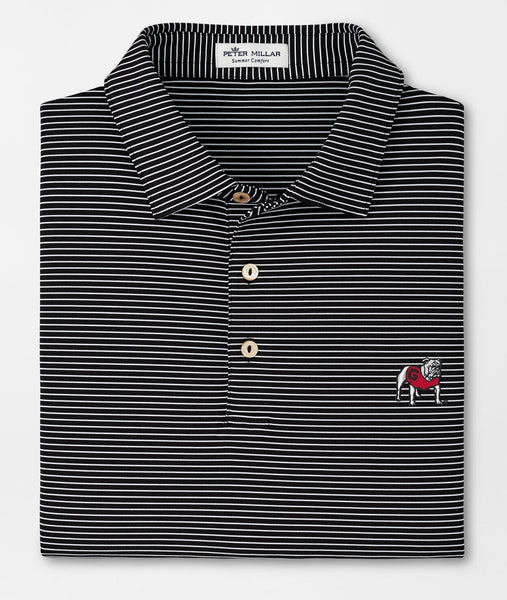 UGA Bulldog Head Loblolly Stripe Polo - Charcoal/White