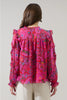 Anais Floral Raj Ruffle Balloon Sleeve Top