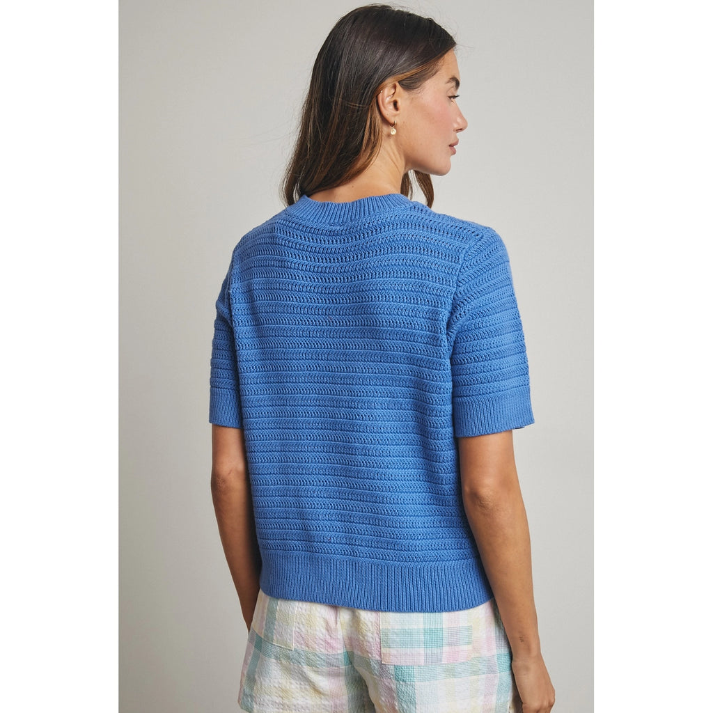 Textured Short Sleeve Sweater Top