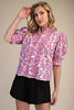 Katie Ruffle V-Neck Smocked Puff Sleeve Blouse