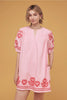 Heart Embroidery Mini Dress Pink & Red
