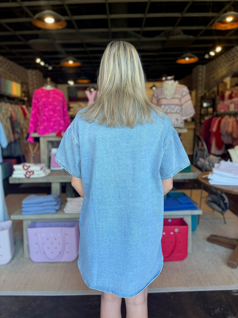 Denim Button-Up Shirt Mini Dress