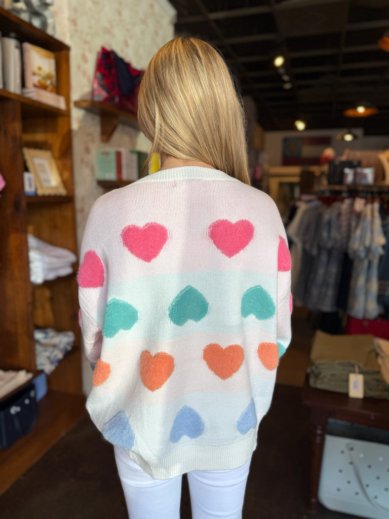 FINAL SALE - Ivory Ombre Textured Heart Sweater