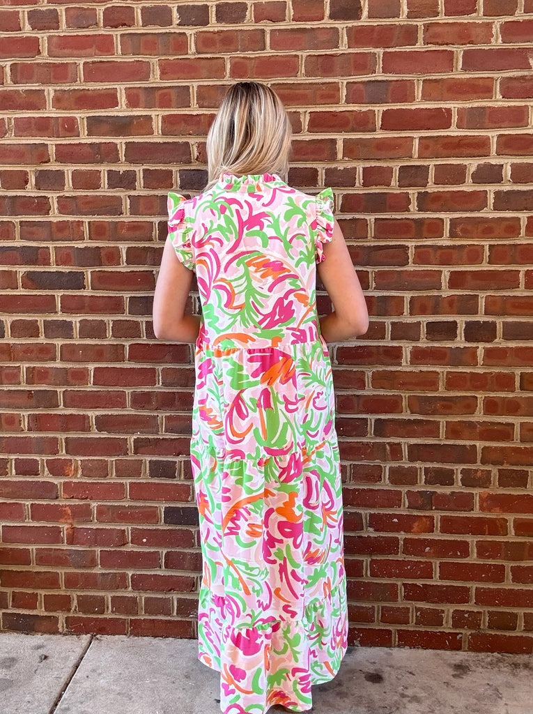 Adair Tiered Maxi Dress Pink