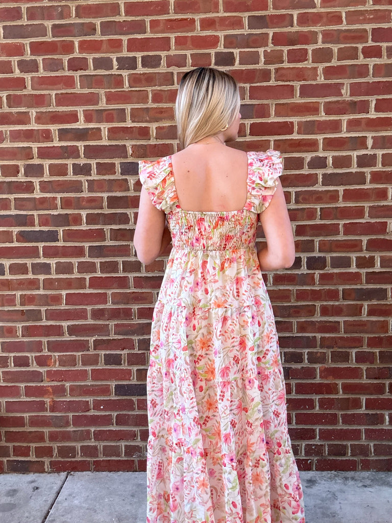 Pebble Blush Garden Tiered Maxi Dress