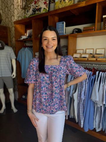 Blue Ric Rac Gingham Top