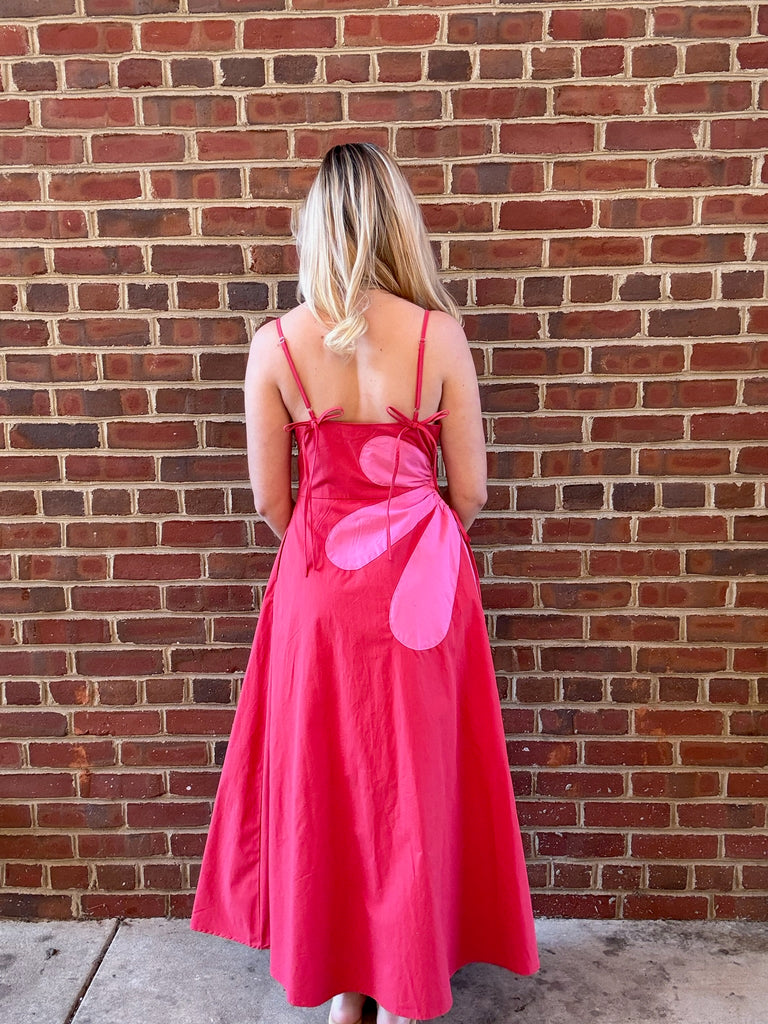 Red/Pink Sleeveless Side Cut-Out Long Dress