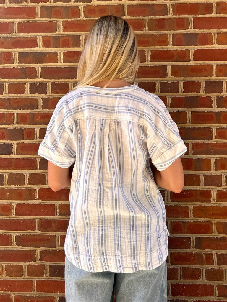 Cloud Gauze Shirt Sea Salt Stripe