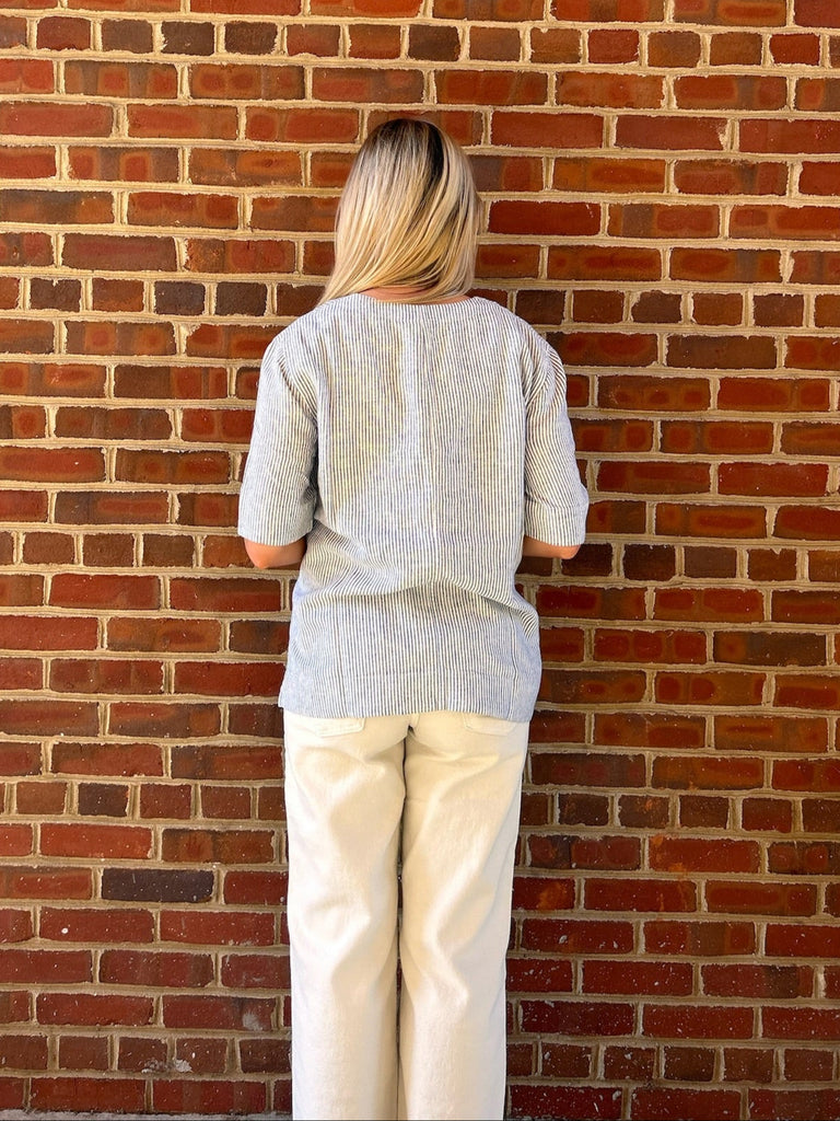 Signature Linen Blend Shirt Indigo Ink/Sea Salt