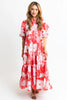 Red Artist Floral Tier Kiki Maxi Dress