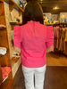 Fuchsia Ruffle Sleeve Poplin Top
