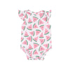 Pink Watermelon Hearts Ruffle Sleeve Bodysuit