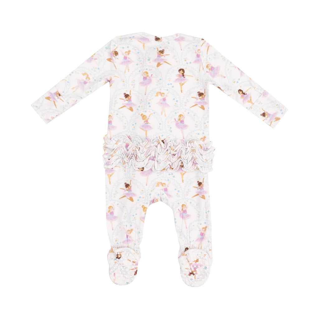 Bow Ballerinas 2-Way Ruffle Zipper Footie