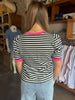 Navy Striped Knit Pullover Top