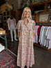 Lavender Floral Ruffle Neck Button Shirt Maxi Dress