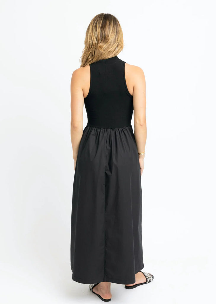 Black Solid Mock Maxi Dress