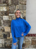 Blue Button Detailed Sleeve Knit Sweater