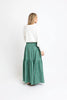FINAL SALE - Green Floral Stripe Tier Smock Maxi Skirt
