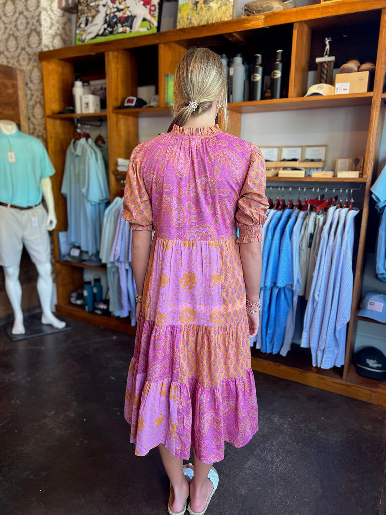 Pink Paisley Midi Dress