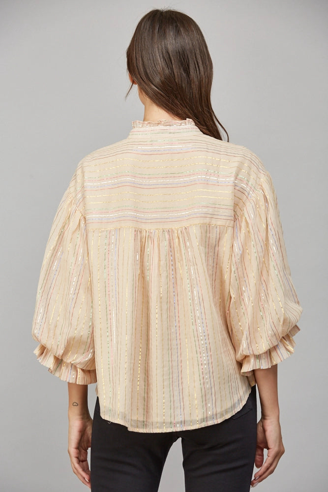 Metallic Ruffle Voluminous Blouse