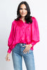 Raspberry Solid Satin Pleat Top